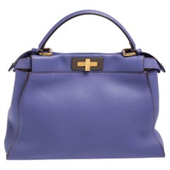 Fendi Purple Leather Medium Peekaboo Top Handle Bag