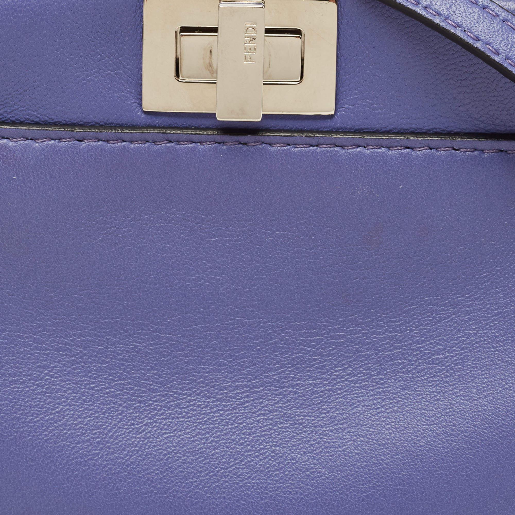 Fendi Purple Leather Micro Peekaboo Crossbody Bag 2
