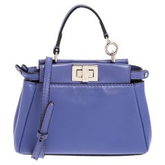 Fendi Purple Leather Micro Peekaboo Crossbody Bag