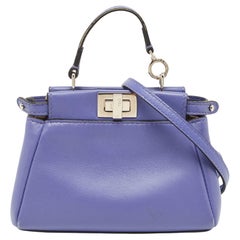 Fendi Purple Leather Micro Peekaboo Crossbody Bag