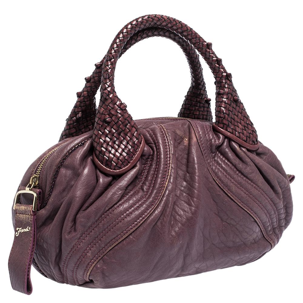 Black Fendi Purple Leather Mini Spy Hobo