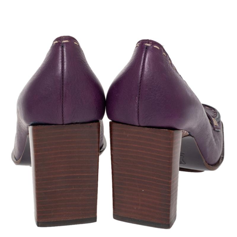 Fendi Purple Leather Slip on Loafers Pumps Size 37.5 1