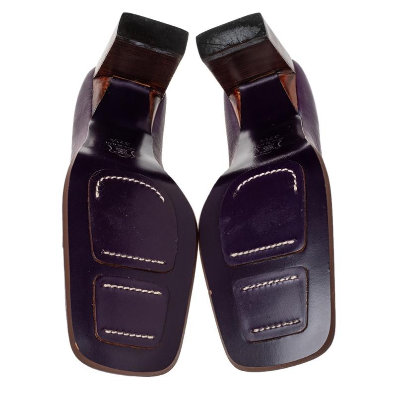 Fendi Purple Leather Slip on Loafers Pumps Size 37.5 2