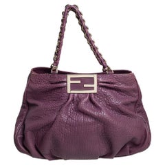 Fendi Purple Pebbled Leather Large Mia Shoulder Bag