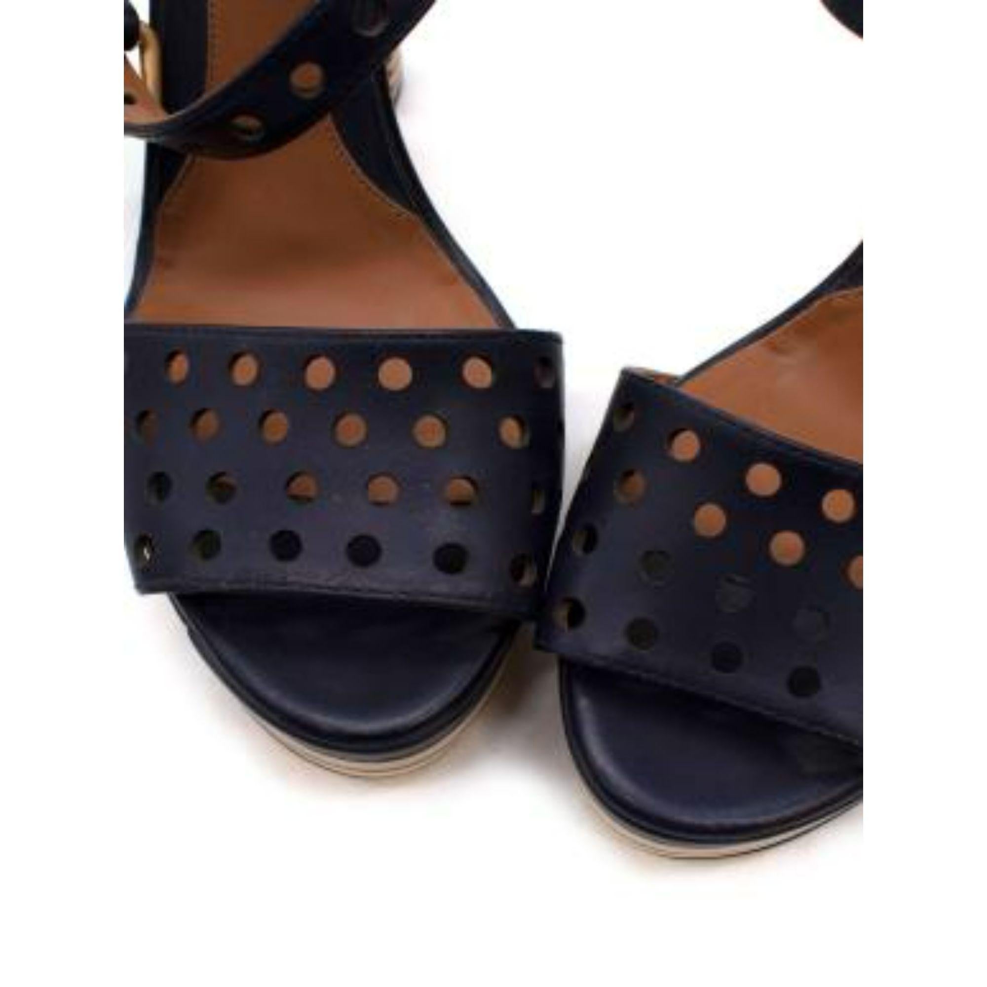Fendi Purple Perforated Leather Heeled Sandals For Sale 3