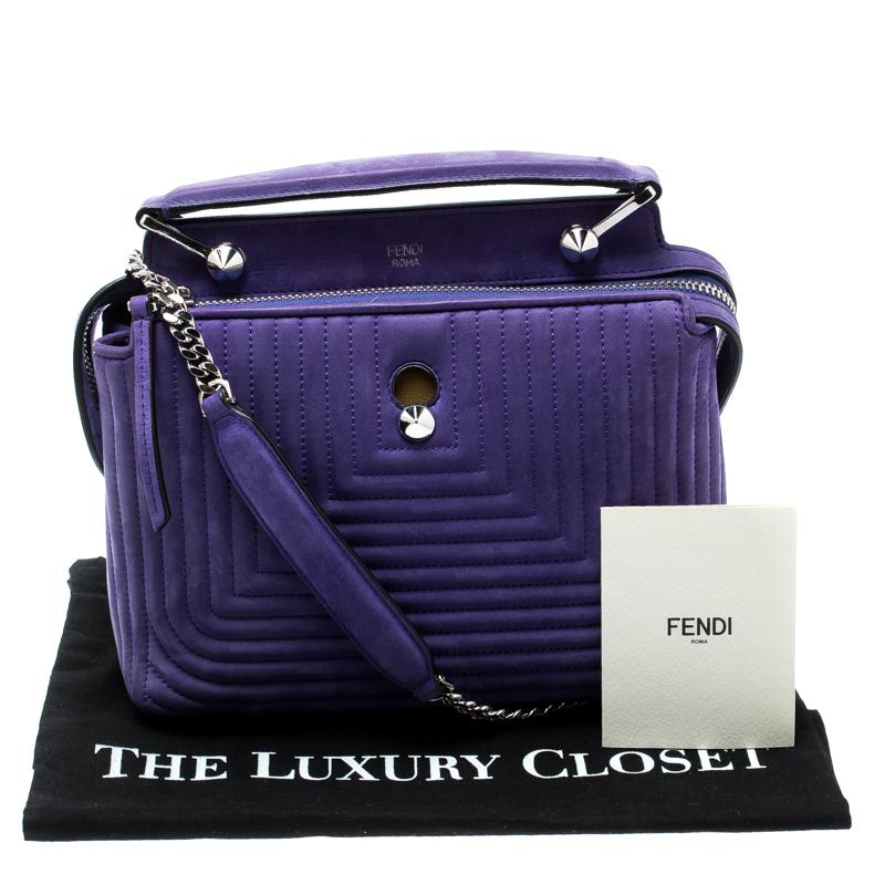 Fendi Purple Quilted Nubuck Leather Dotcom Click Shoulder Bag 7