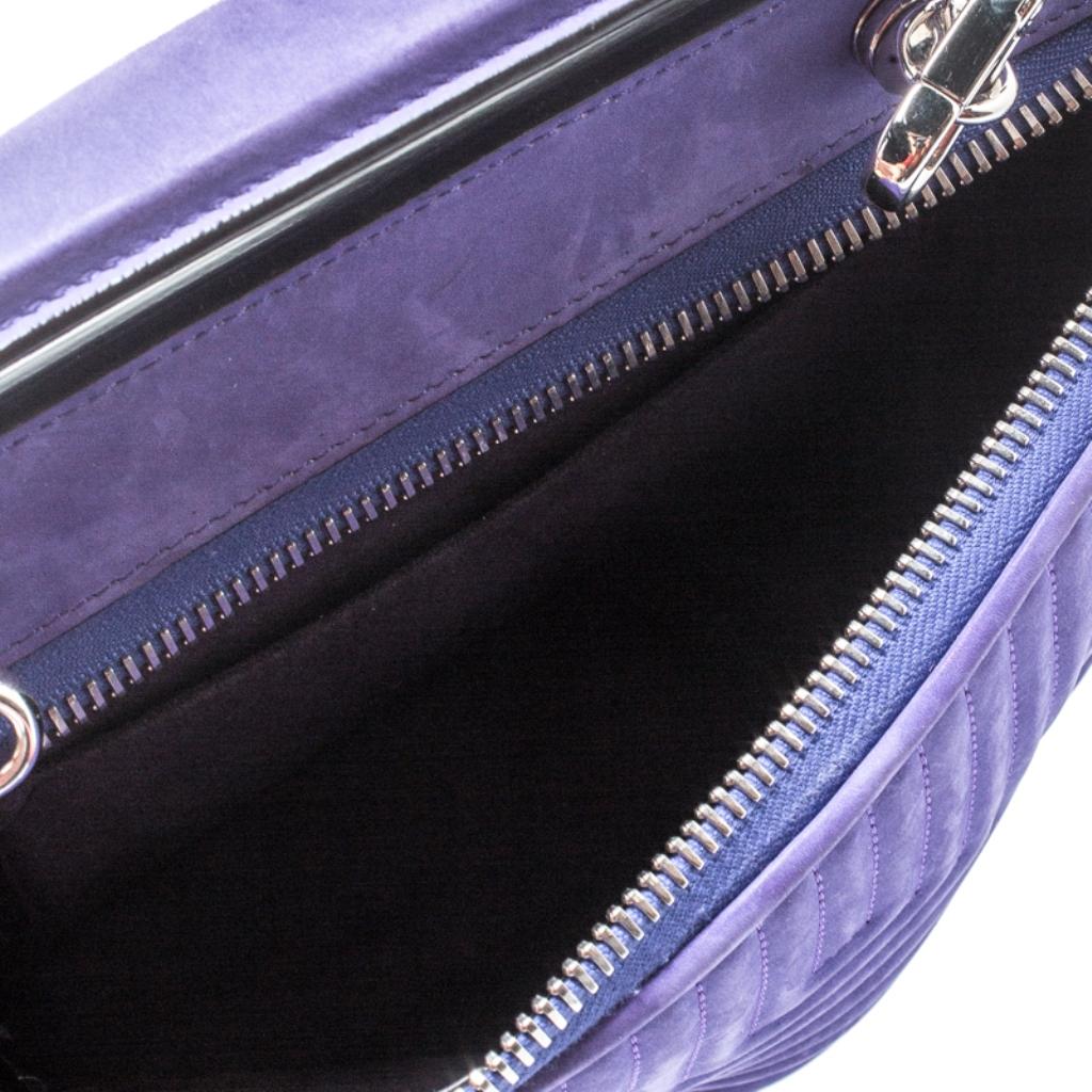 Fendi Purple Quilted Nubuck Leather Dotcom Click Shoulder Bag 6