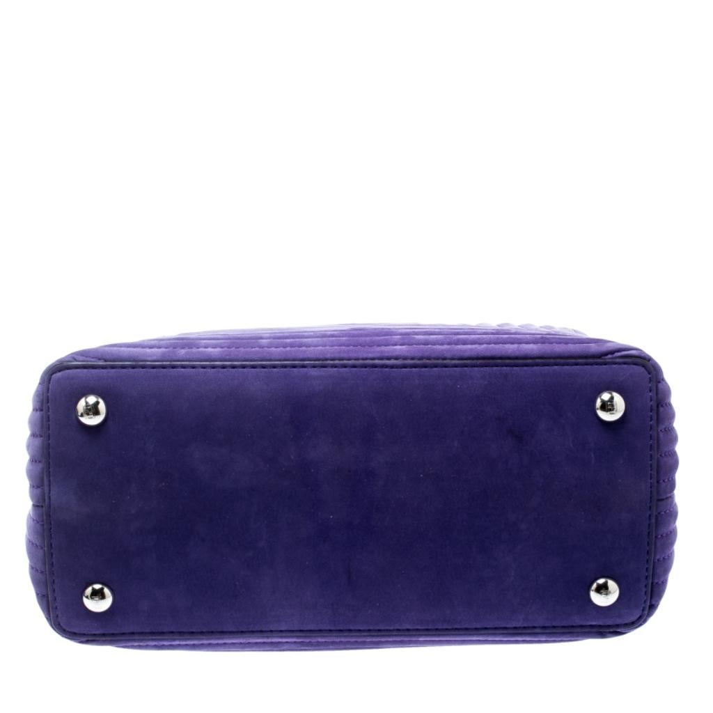 Women's Fendi Purple Quilted Nubuck Leather Dotcom Click Shoulder Bag