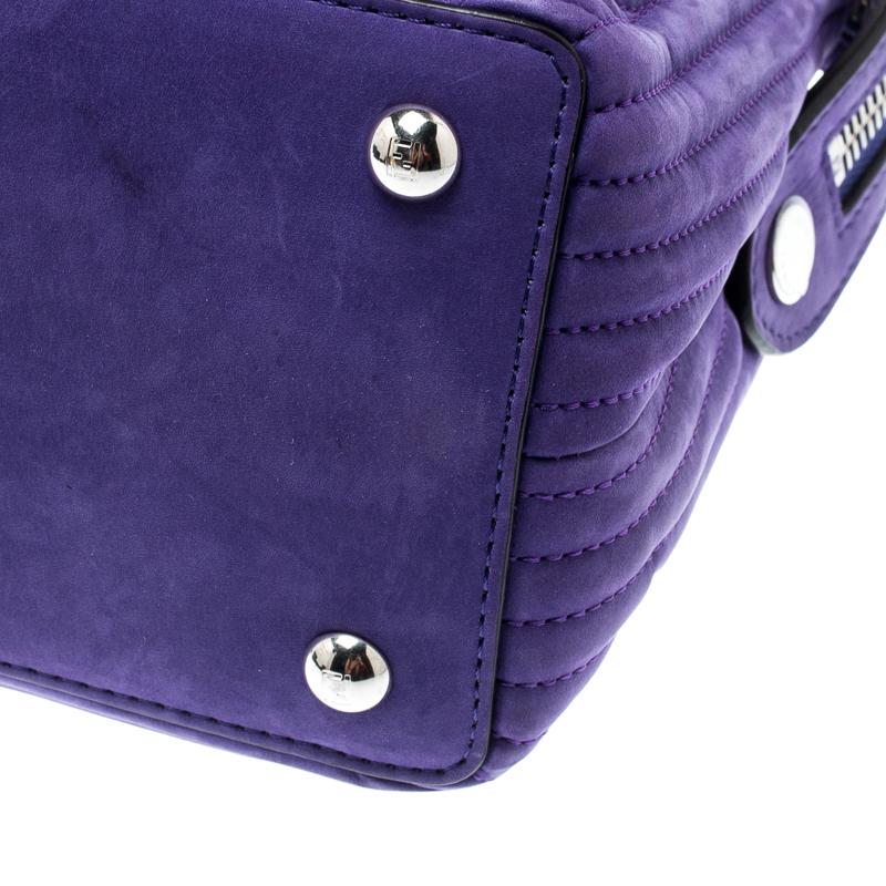 Fendi Purple Quilted Nubuck Leather Dotcom Click Shoulder Bag 2