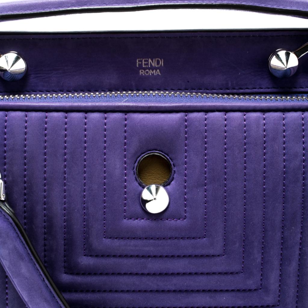 Fendi Purple Quilted Nubuck Leather Dotcom Click Shoulder Bag 3