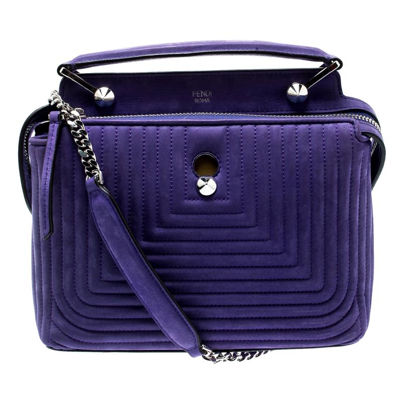 Fendi Purple Quilted Nubuck Leather Dotcom Click Shoulder Bag