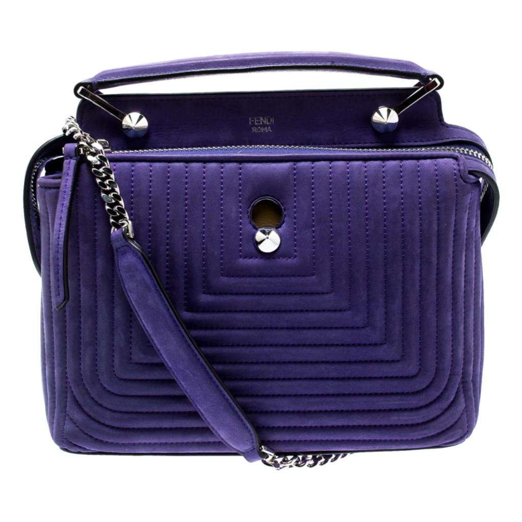 Fendi Purple Quilted Nubuck Leather Dotcom Click Shoulder Bag