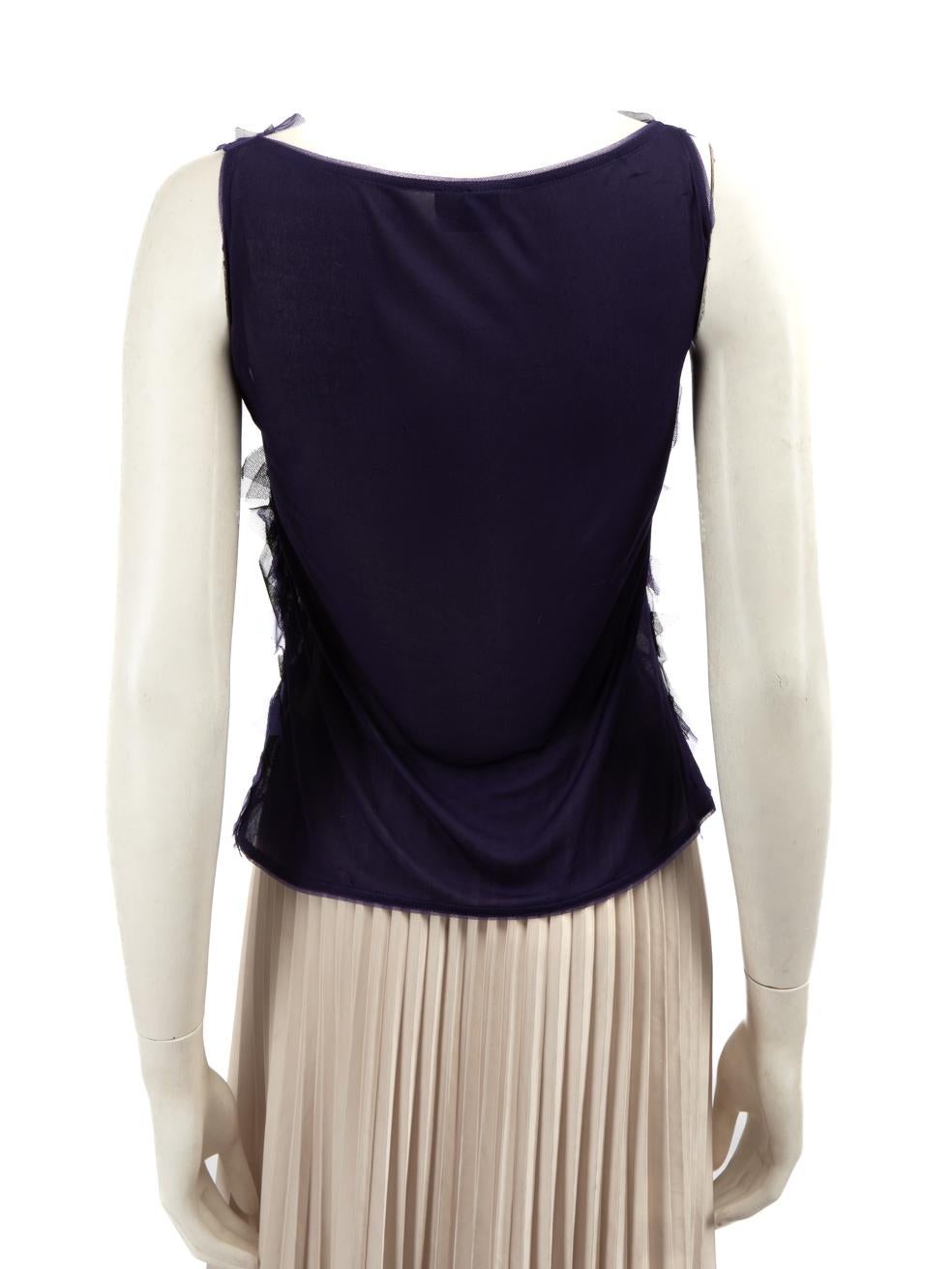 Gray Fendi Purple Ruffled Sleeveless Top Size M