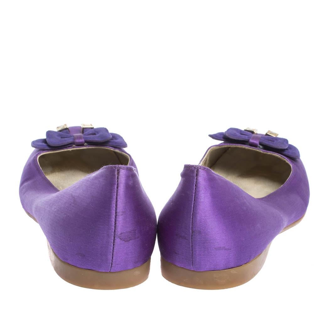 Women's Fendi Purple Satin Bow Ballet Flats Size 36 For Sale