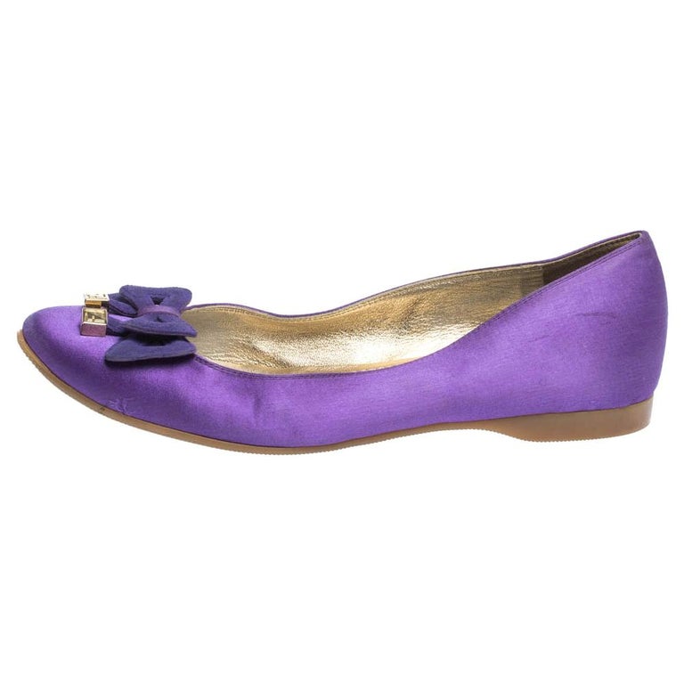 Fendi Purple Satin Bow Ballet Flats Size 36 For Sale at 1stDibs | fendi ...