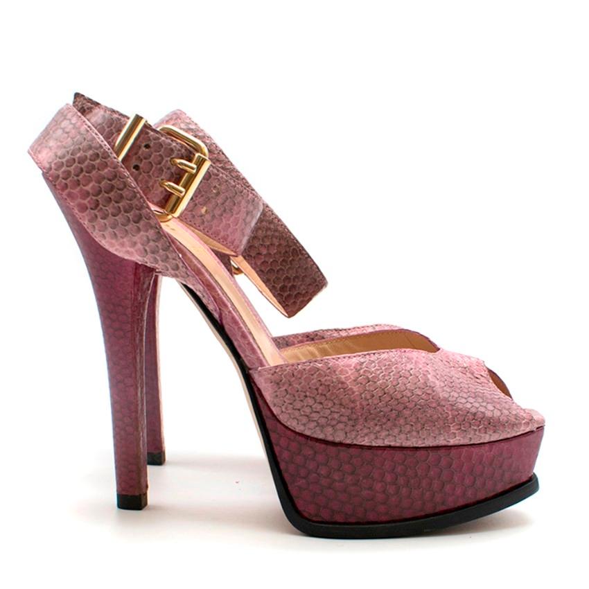 Fendi Purple Snakeskin Platform Sandals - Size UK4, US7.5, FR38.5 For Sale 3