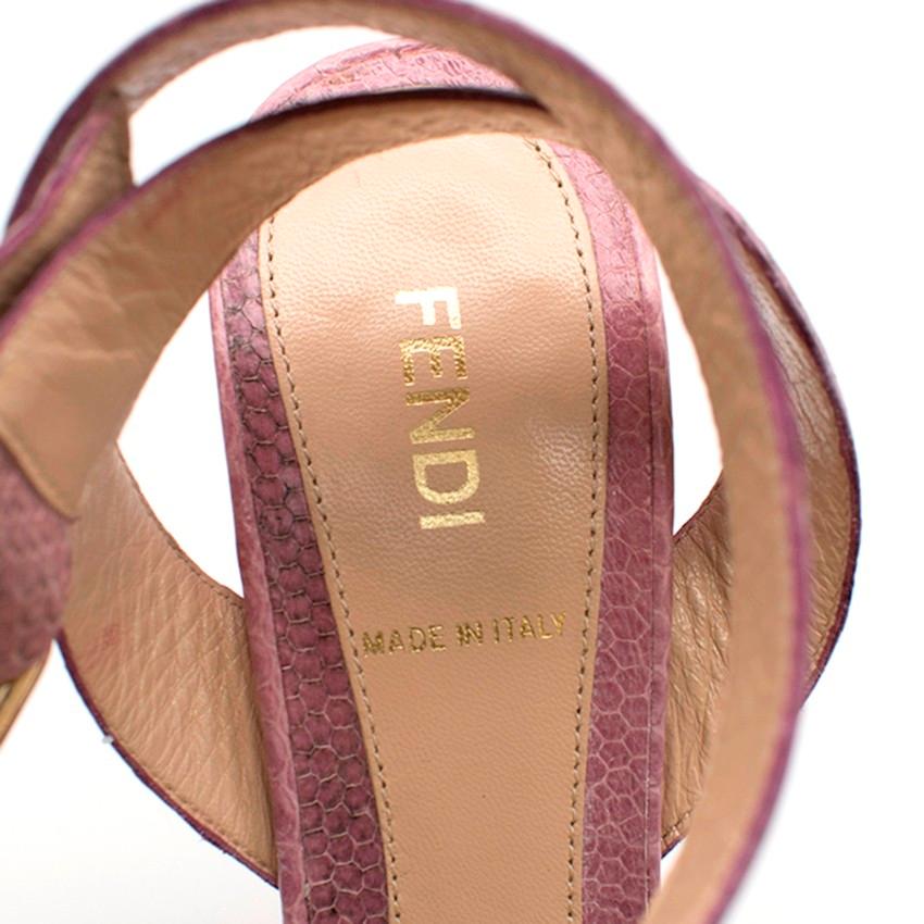 Women's Fendi Purple Snakeskin Platform Sandals - Size UK4, US7.5, FR38.5 For Sale