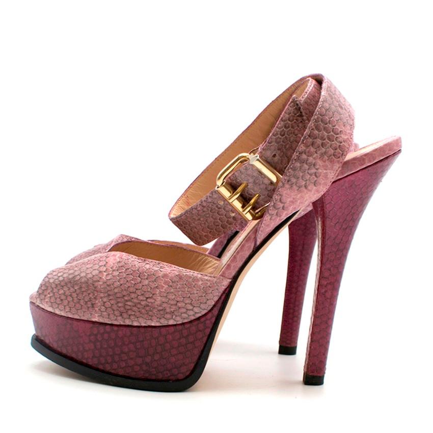 Fendi Purple Snakeskin Platform Sandals - Size UK4, US7.5, FR38.5 For Sale 1