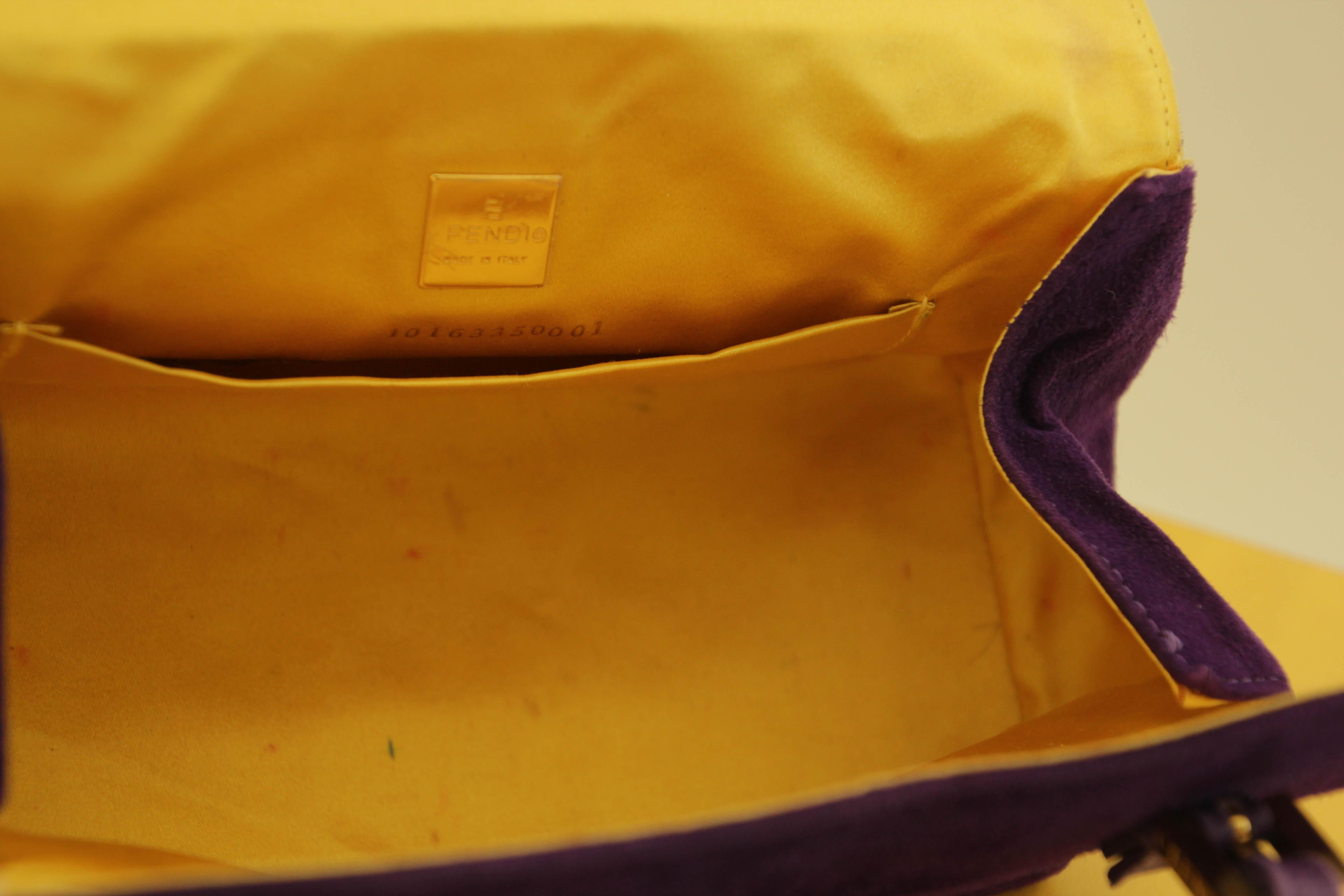 Fendi Purple Suede Baguette Shoulder Bag For Sale 5