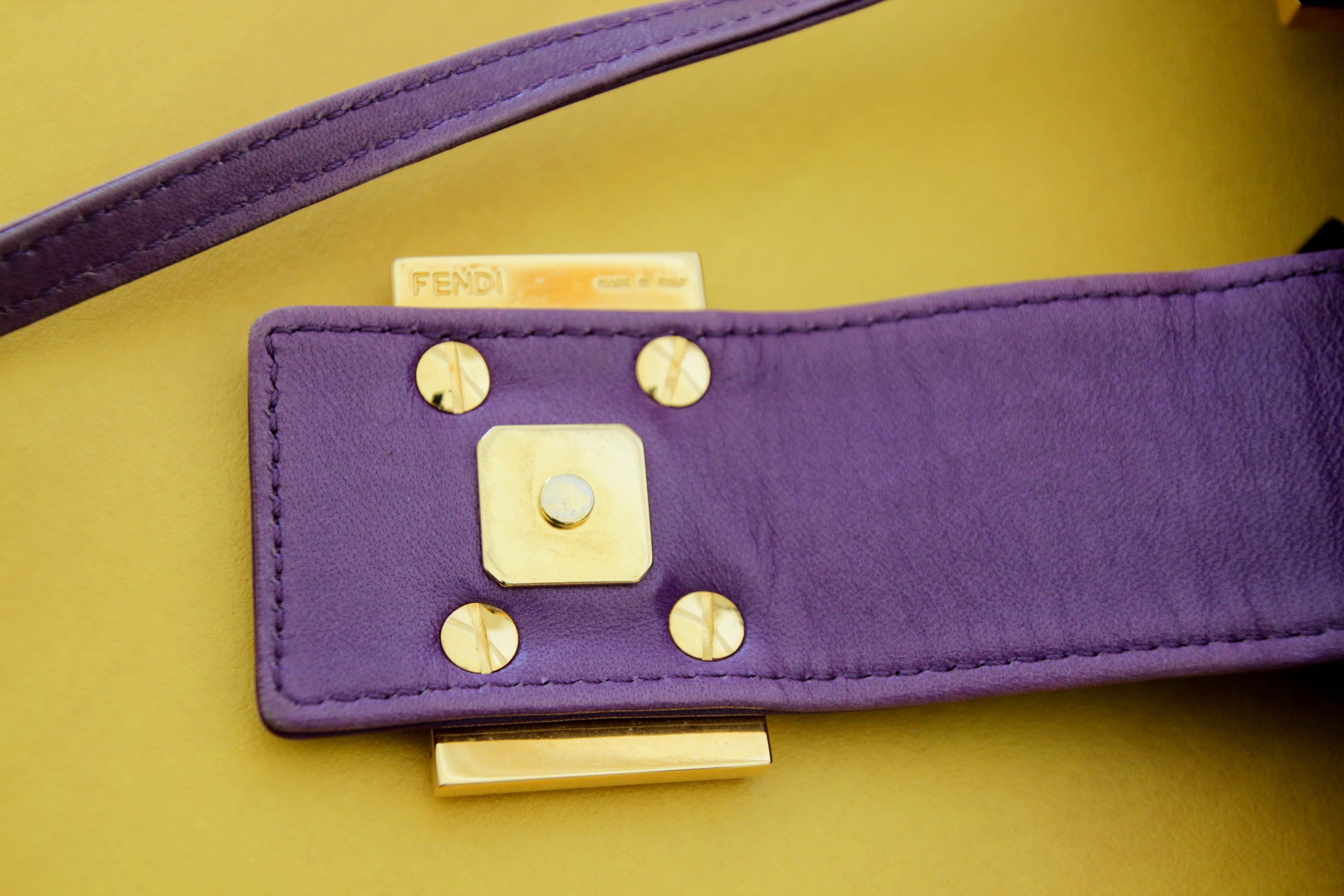 Fendi Purple Suede Baguette Shoulder Bag For Sale 8
