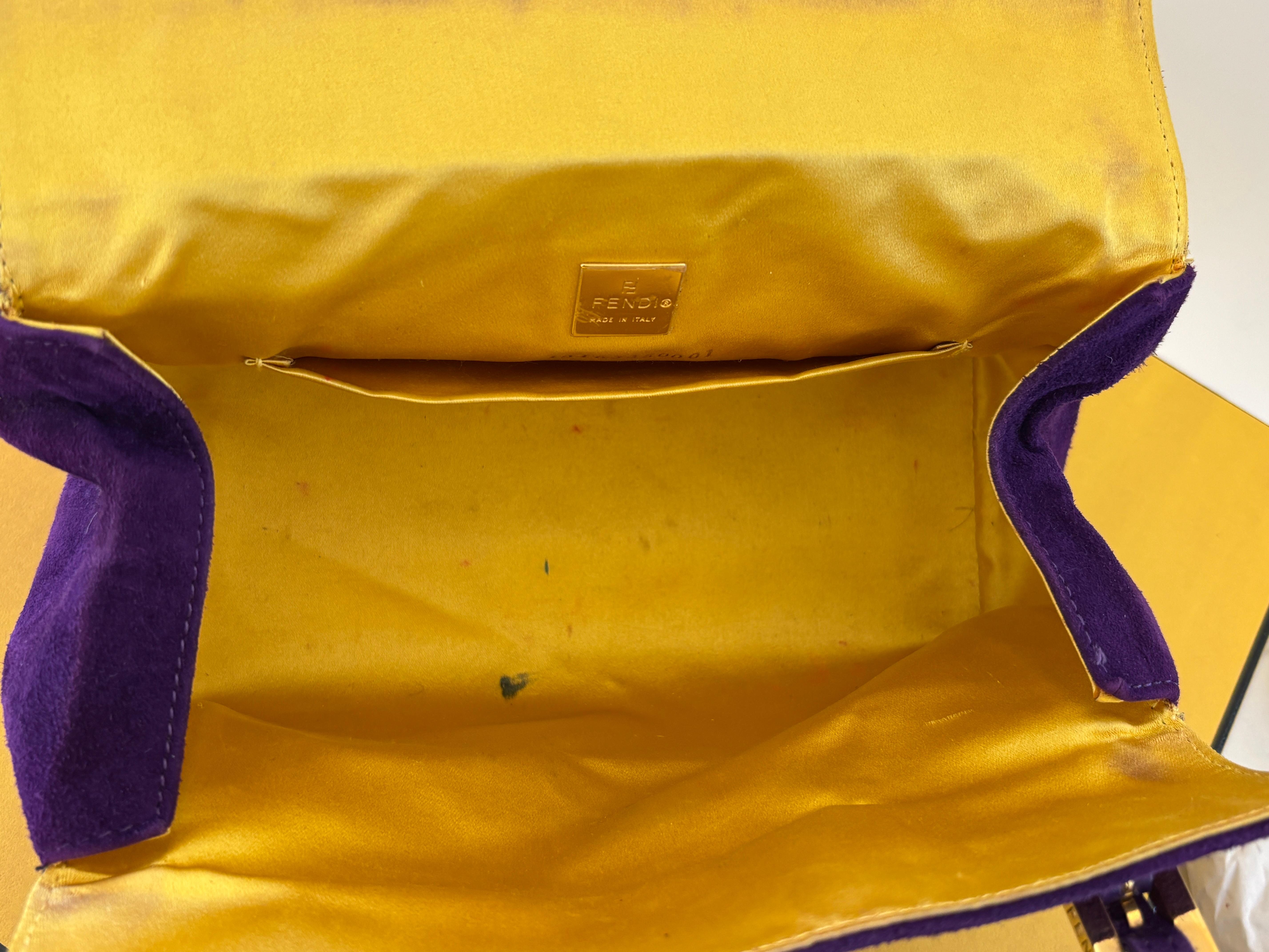 Fendi Purple Suede Baguette Shoulder Bag For Sale 10