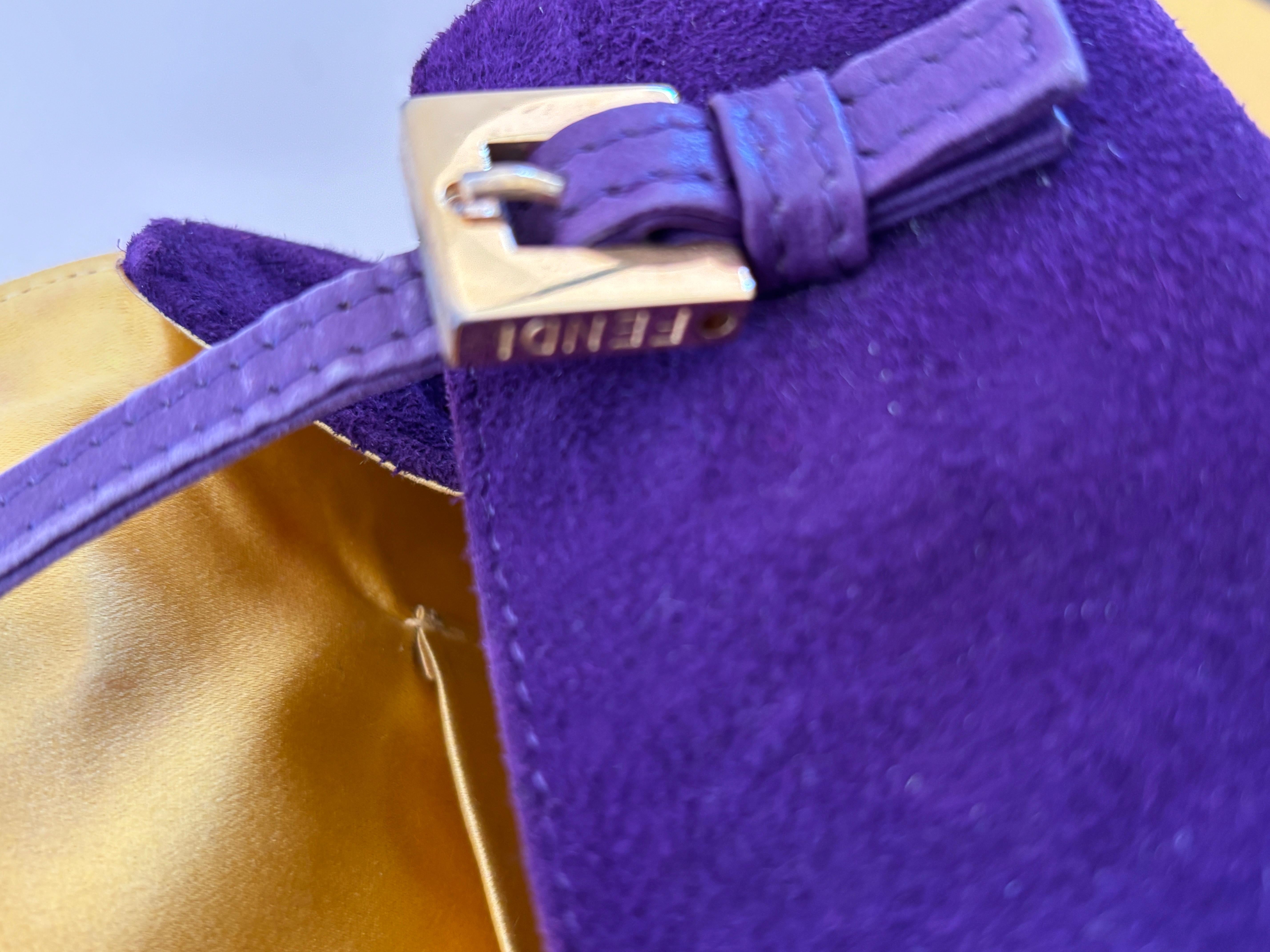 Fendi Purple Suede Baguette Shoulder Bag For Sale 11