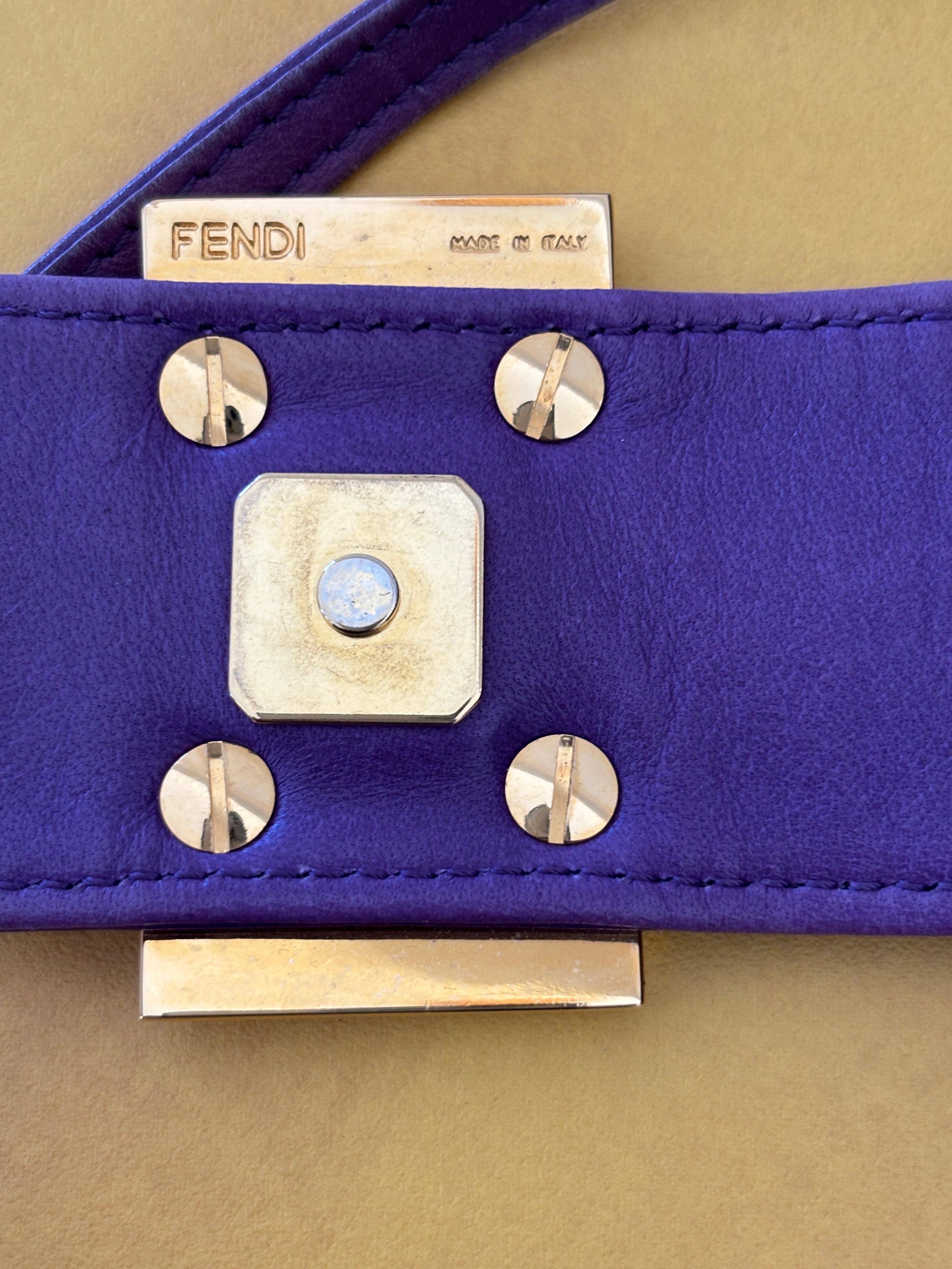 Fendi Purple Suede Baguette Shoulder Bag For Sale 12