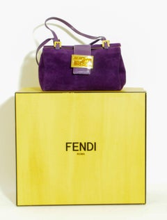 Fendi Purple Suede Baguette Shoulder Bag