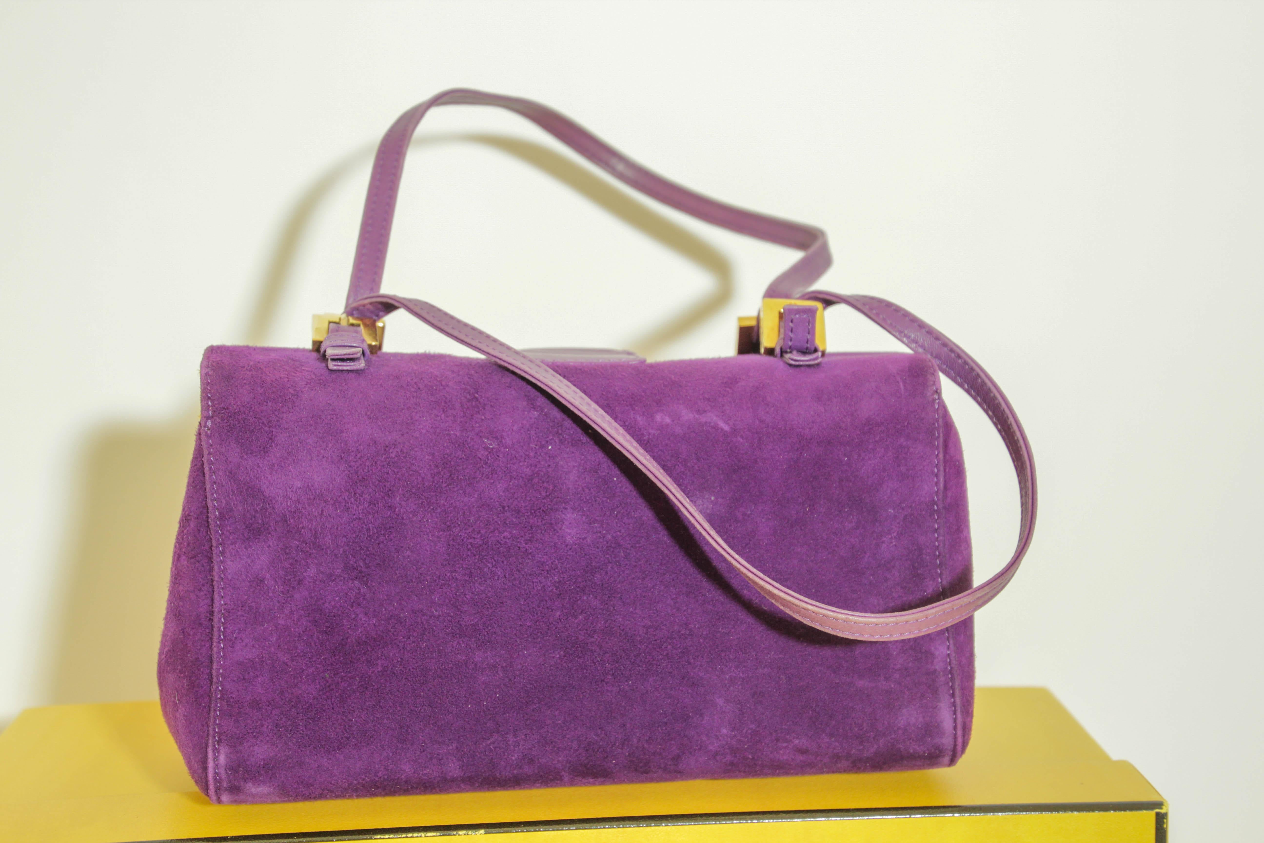 Women's Fendi Purple Suede Baguette Shoulder Bag For Sale