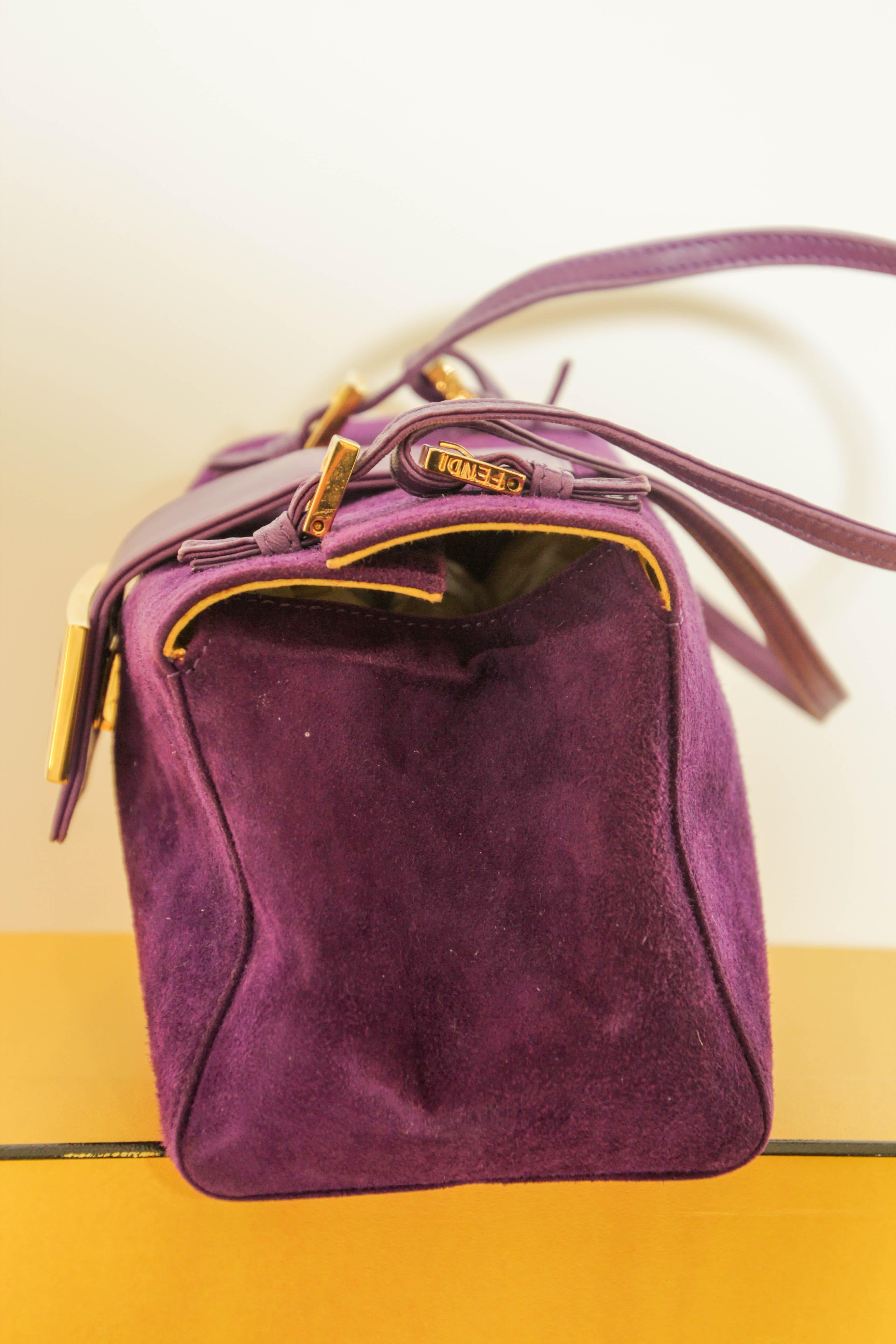 Fendi Purple Suede Baguette Shoulder Bag For Sale 1