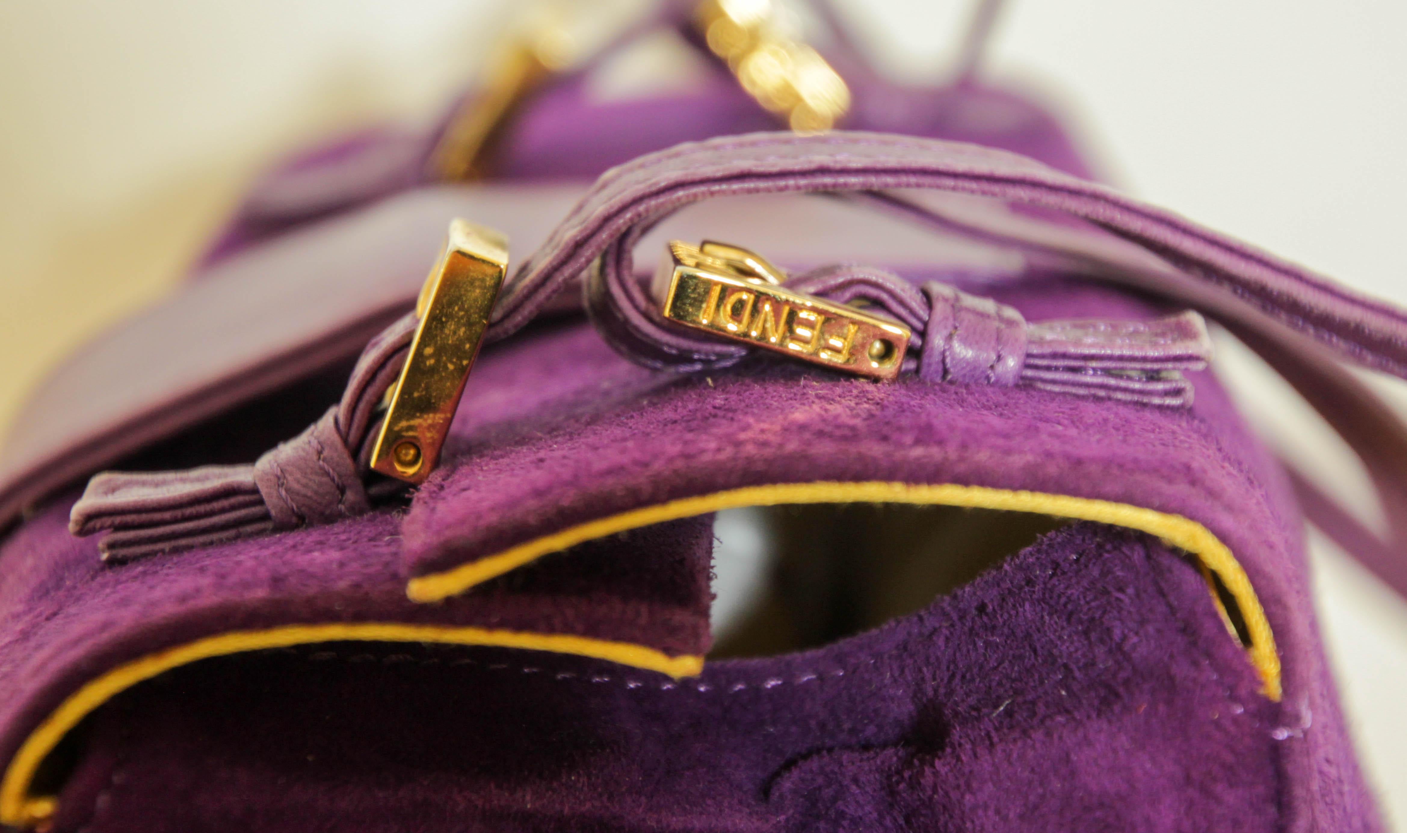 Fendi Purple Suede Baguette Shoulder Bag For Sale 2