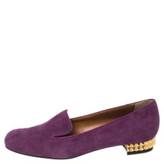 Fendi Purple Suede Studded Heel Smoking Slippers Size 39