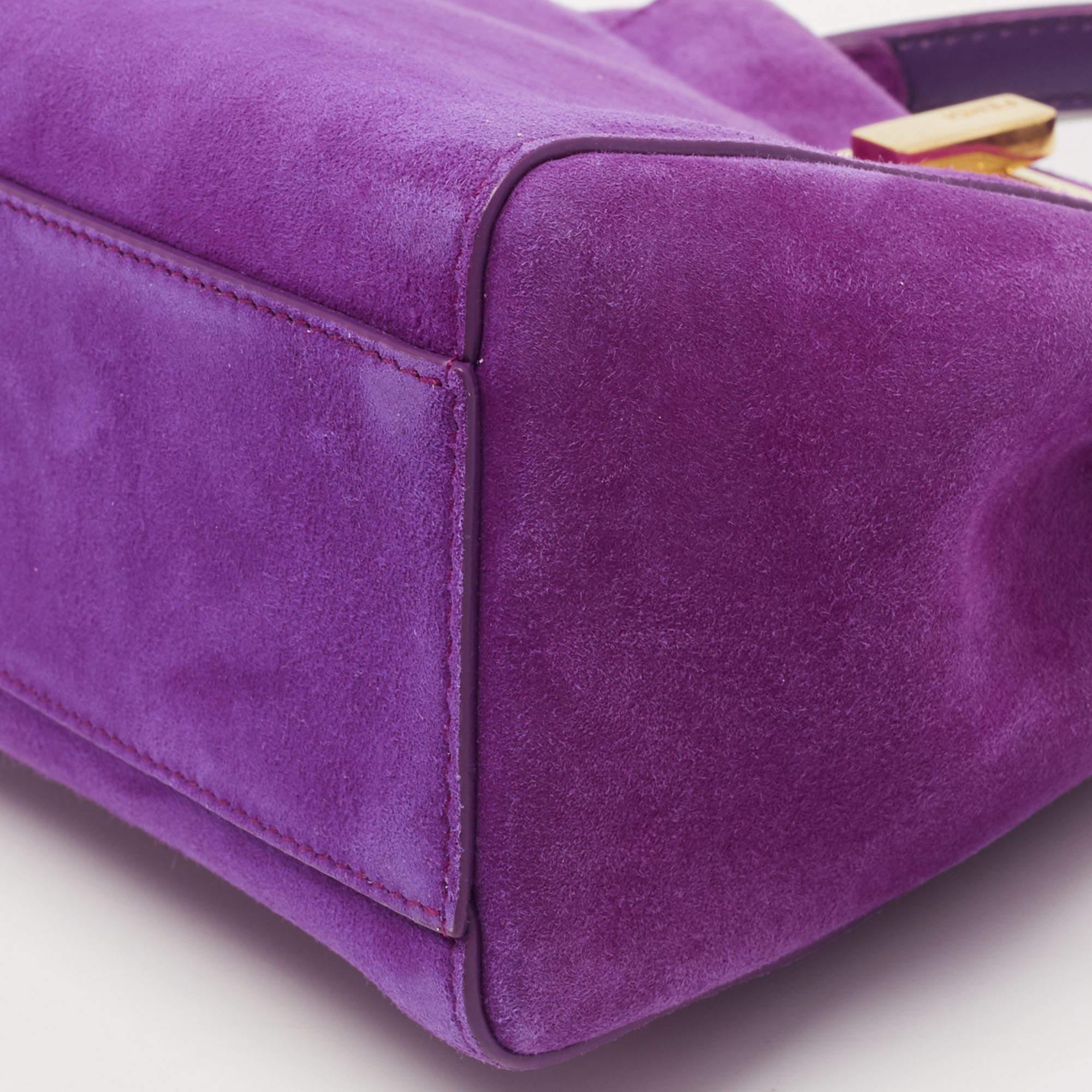 Fendi Purple Suede XS Peekaboo Top Handle Bag 6