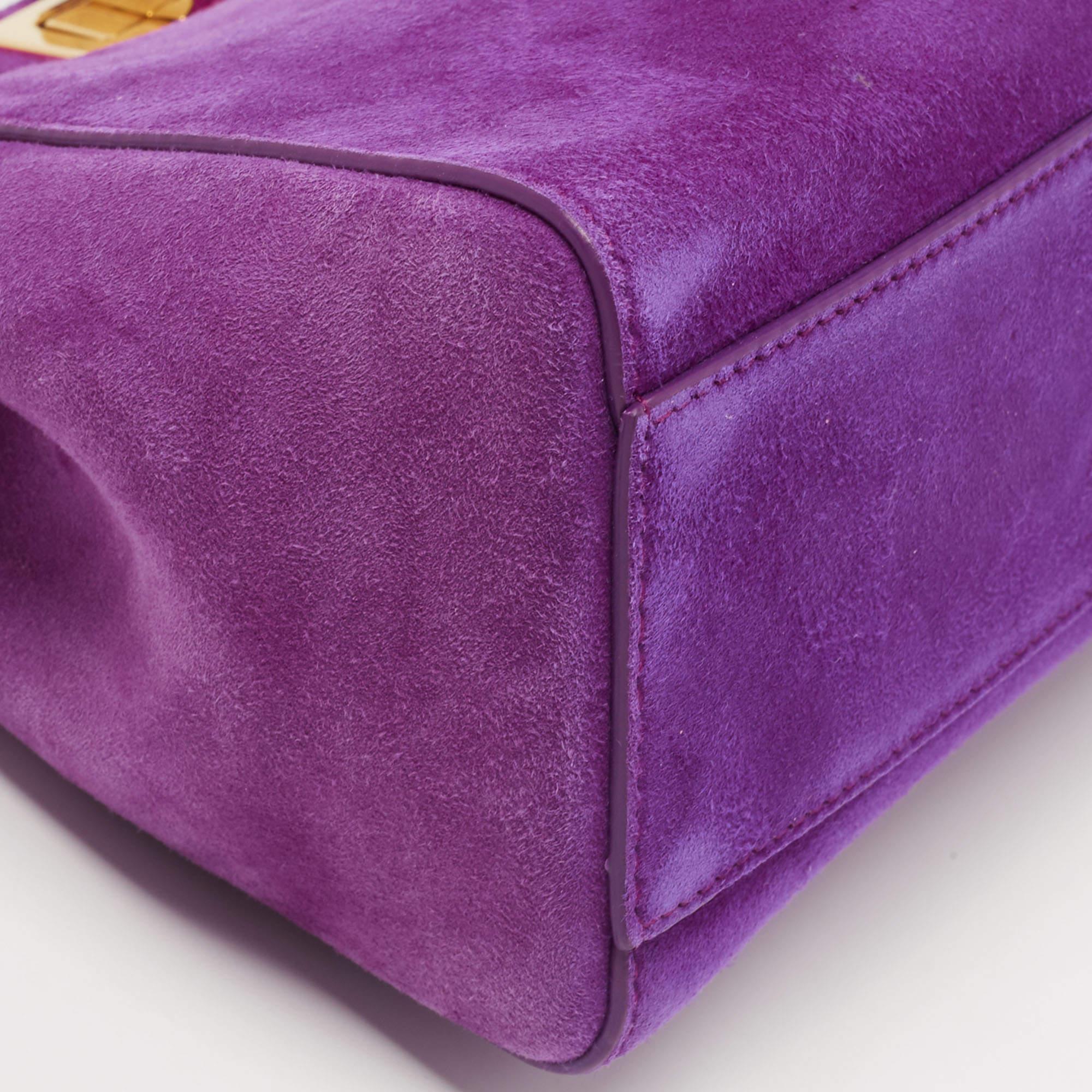 Fendi Purple Suede XS Peekaboo Top Handle Bag 7