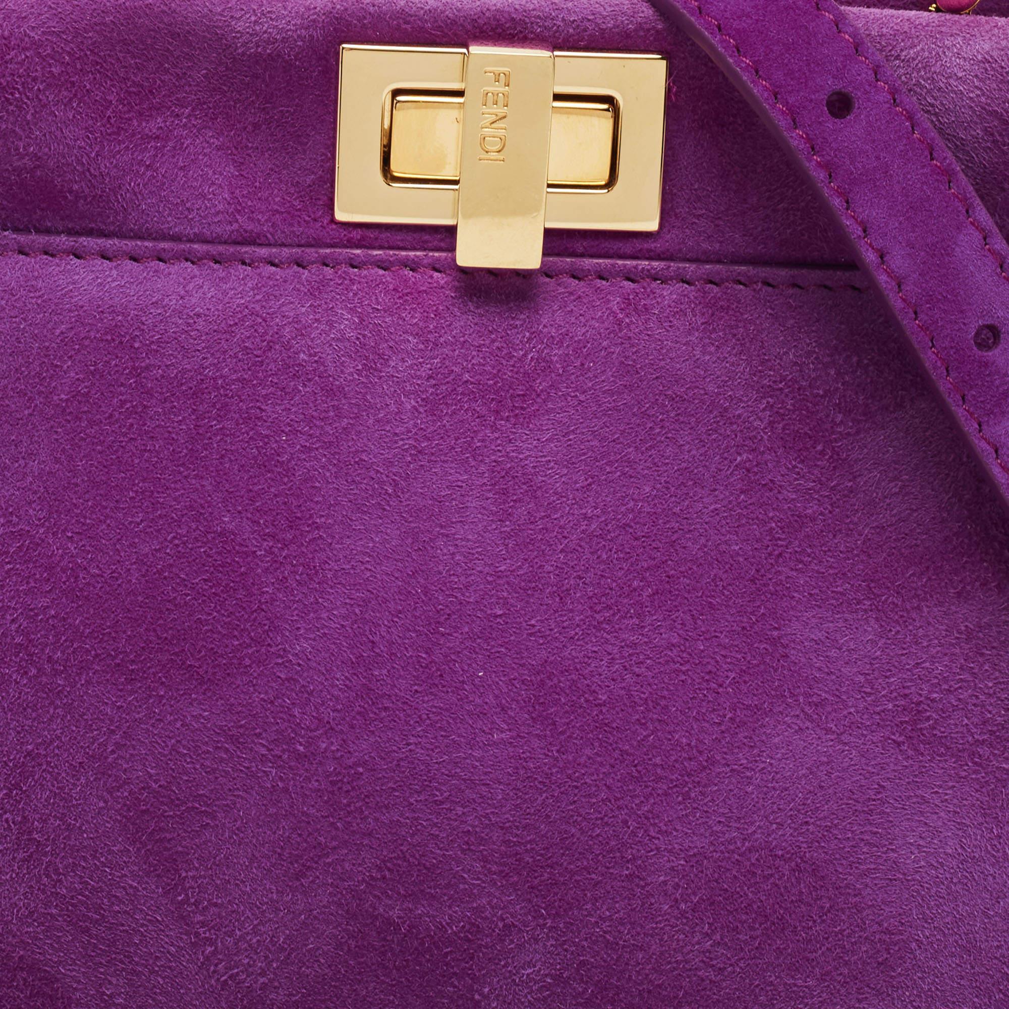Fendi Purple Suede XS Peekaboo Top Handle Bag 9