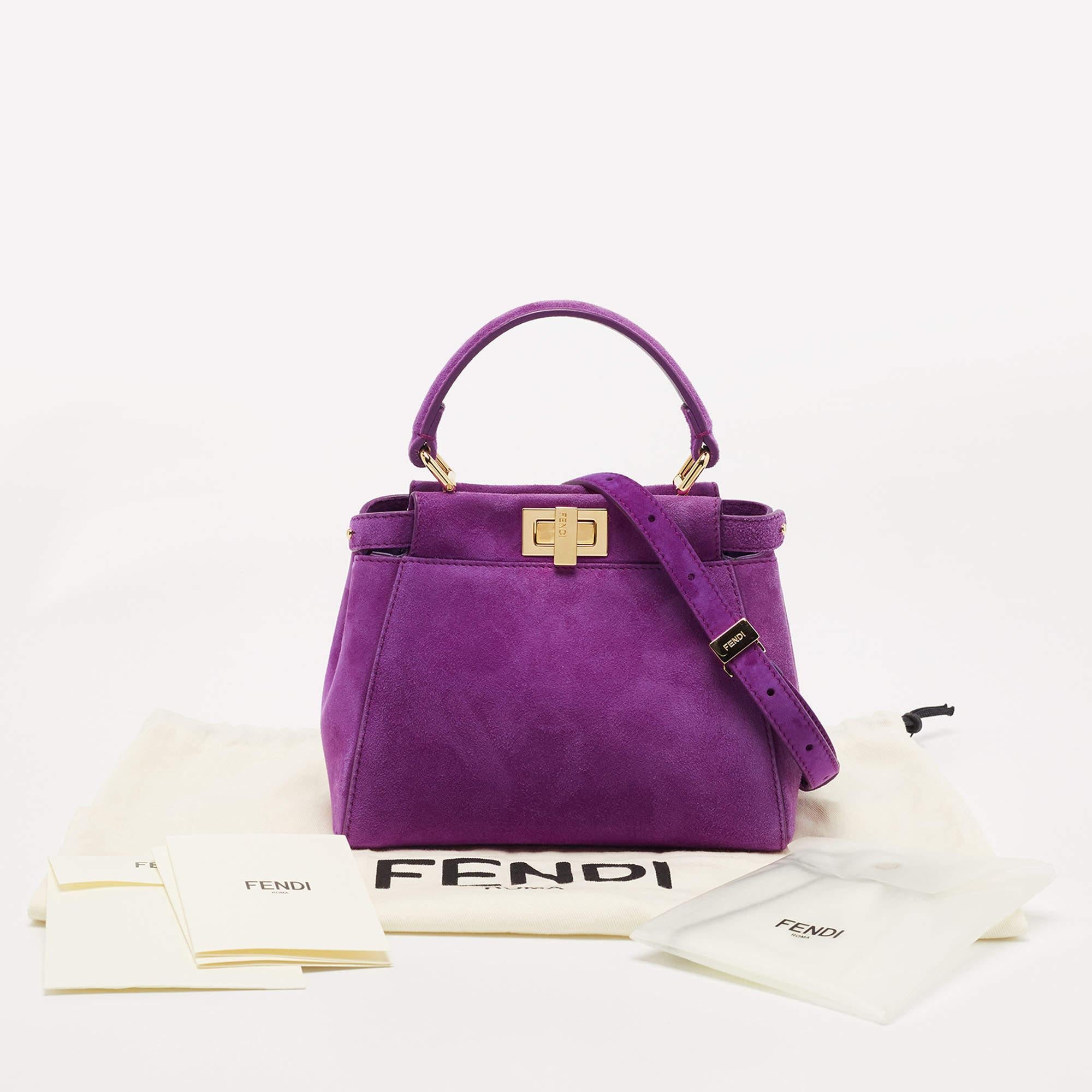 Fendi Purple Suede XS Peekaboo Top Handle Bag 10