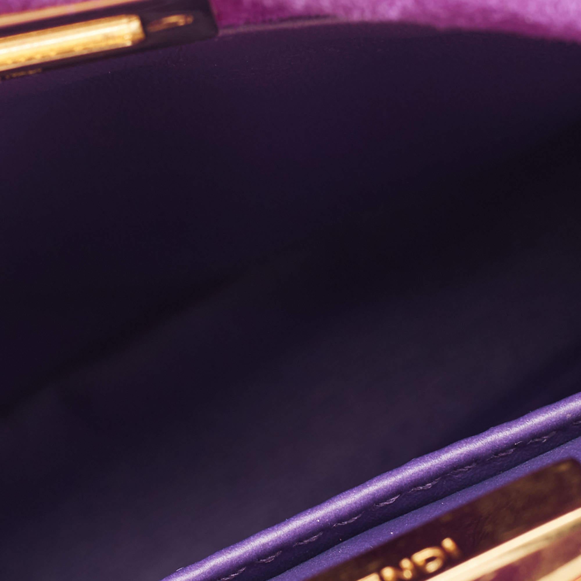 Fendi Purple Suede XS Peekaboo Top Handle Bag 1