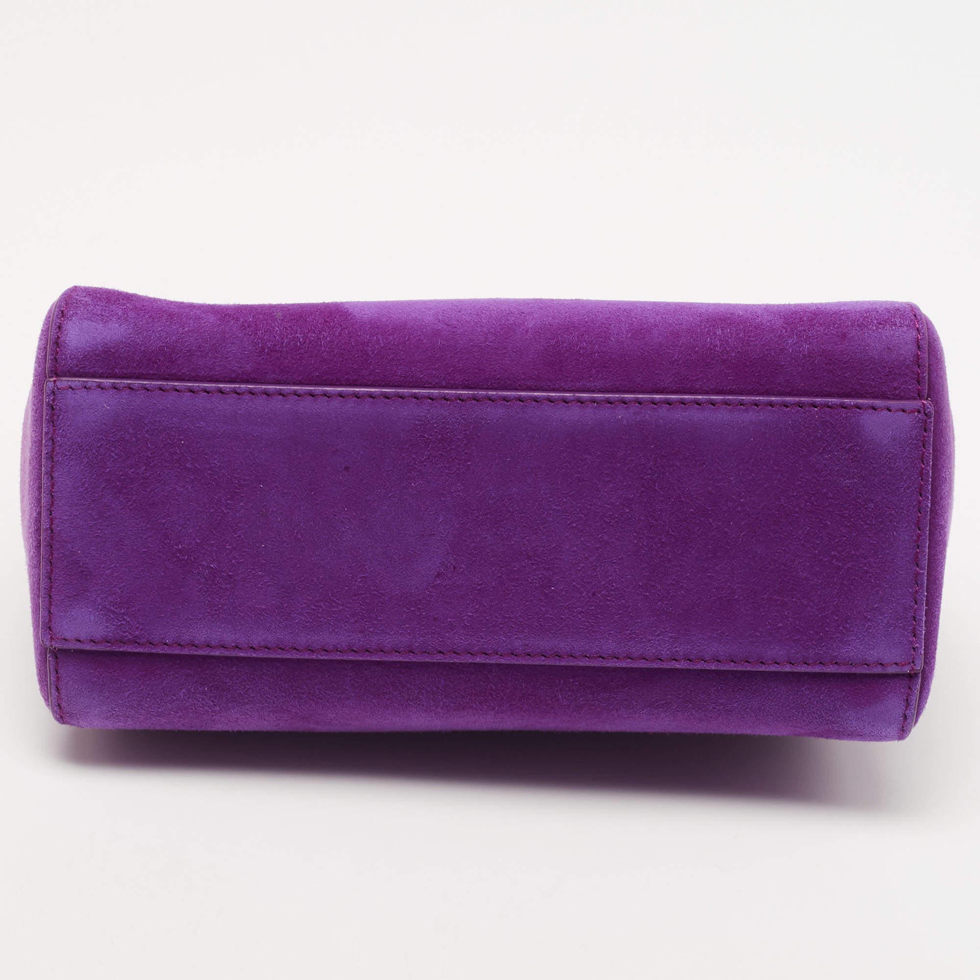 Fendi Purple Suede XS Peekaboo Top Handle Bag 3