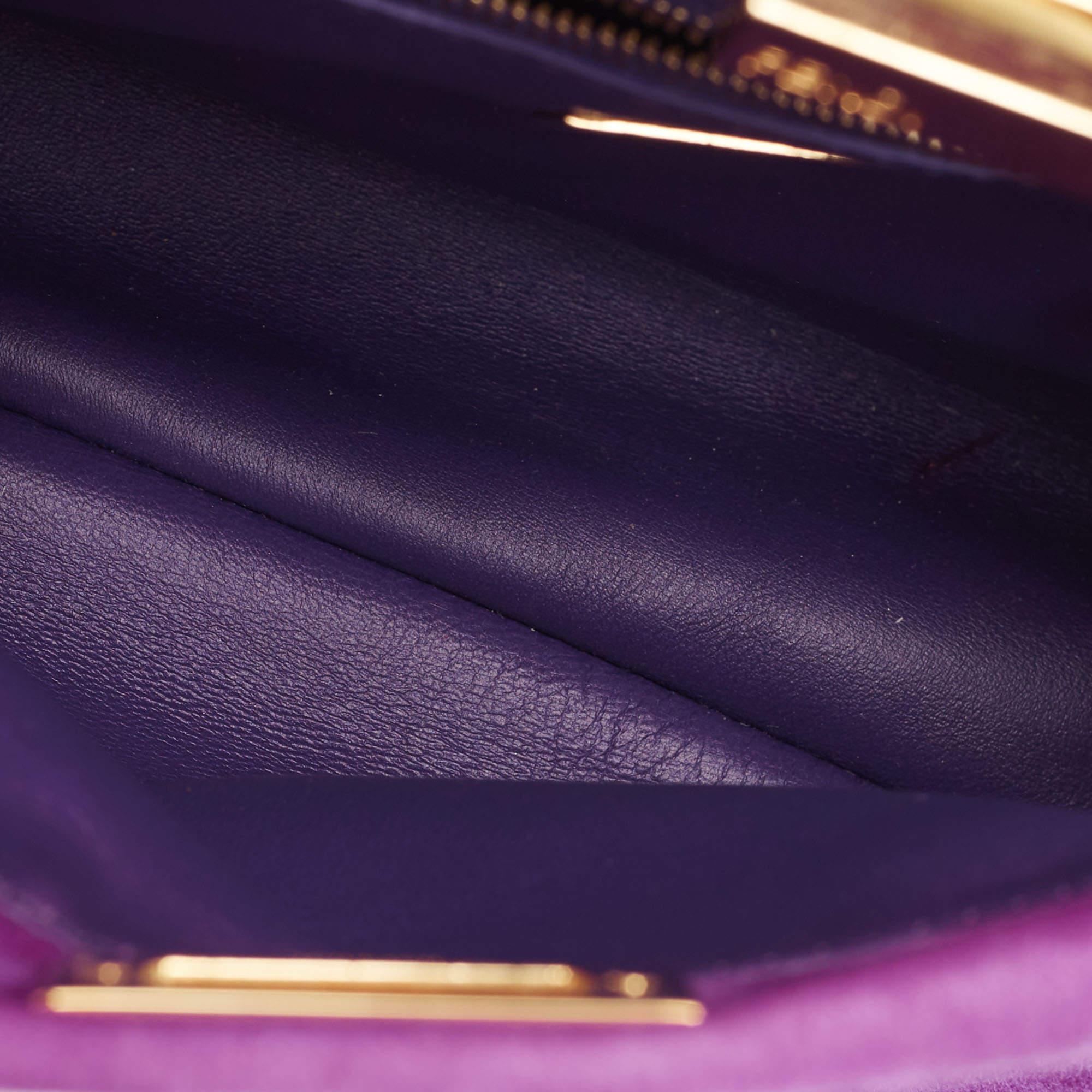 Fendi Purple Suede XS Peekaboo Top Handle Bag 4