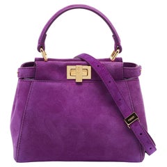 Used Fendi Purple Suede XS Peekaboo Top Handle Bag