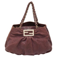 Fendi Purple Textured Leather Large Mia Hobo