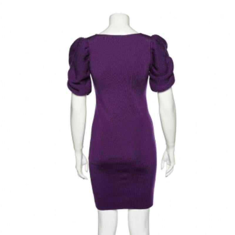 Viola Fendi - Vestito con maniche a sbuffo in lana viola - S in vendita