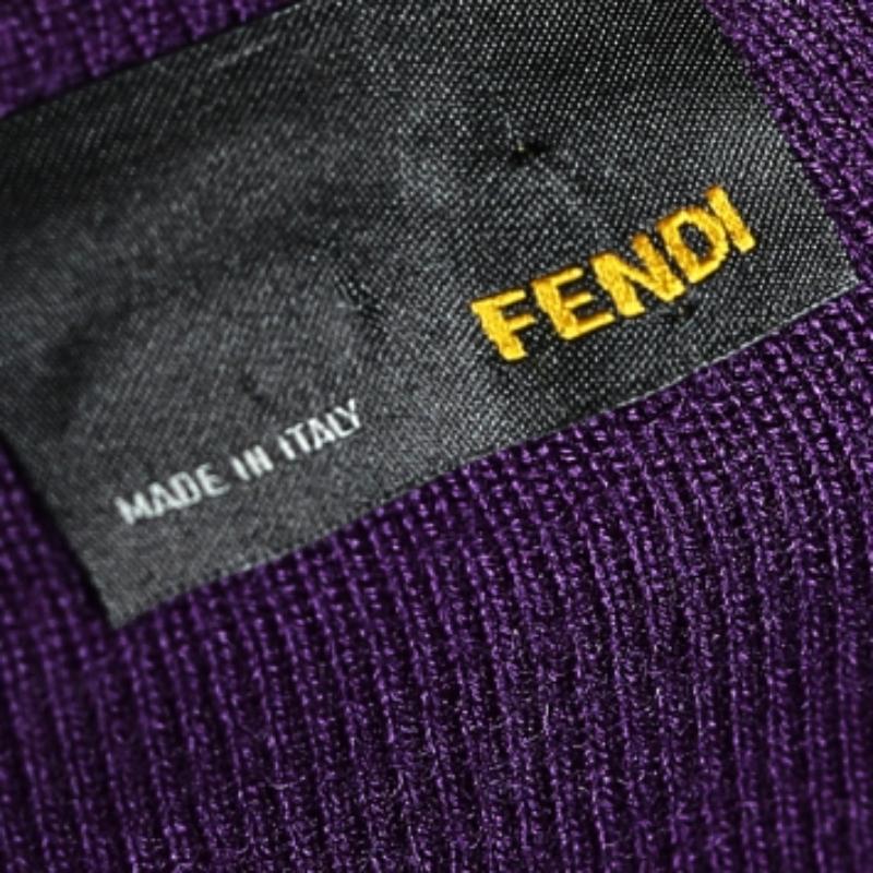 Fendi - Vestito con maniche a sbuffo in lana viola - S in vendita 2