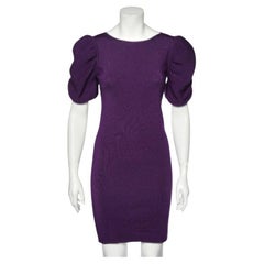 Fendi - Vestito con maniche a sbuffo in lana viola - S