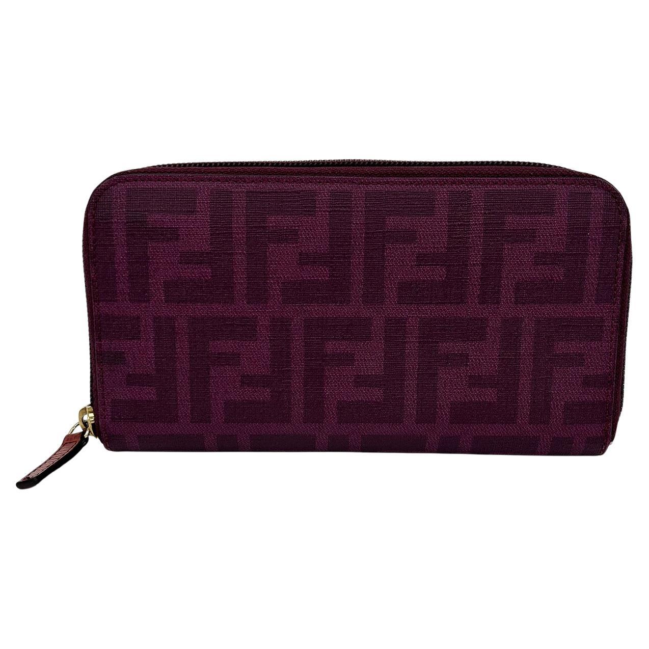 Fendi Portafoglio lungo in tela coates viola Zucca in vendita