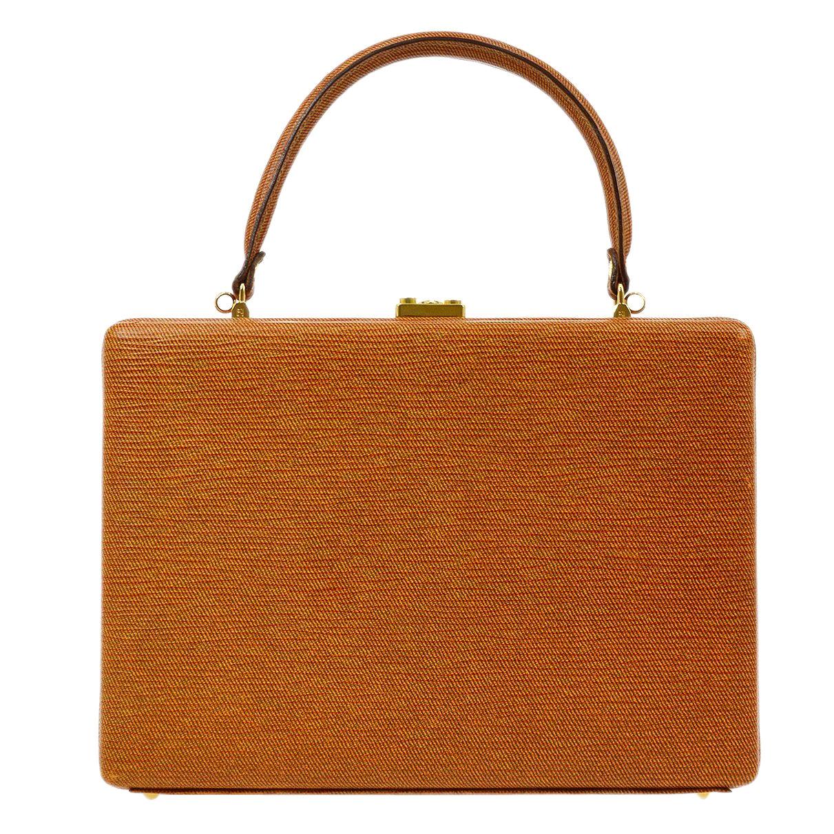 Fendi PVC Cognac Turnlock Key Box Evening Top Handle Satchel Shoulder Bag