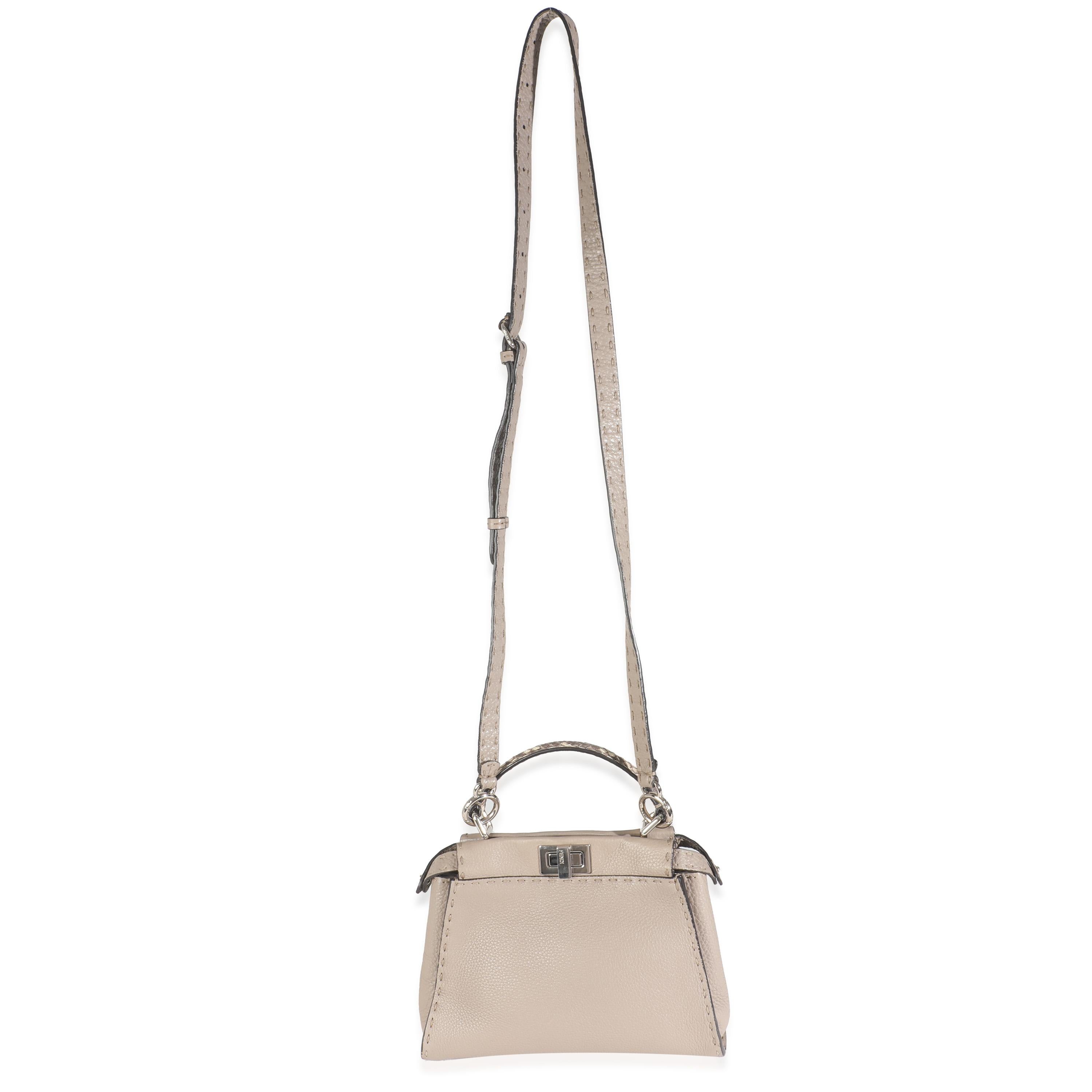 Fendi Pitone Grigio Pelle di Vitello Selleria Mini Peekaboo 1