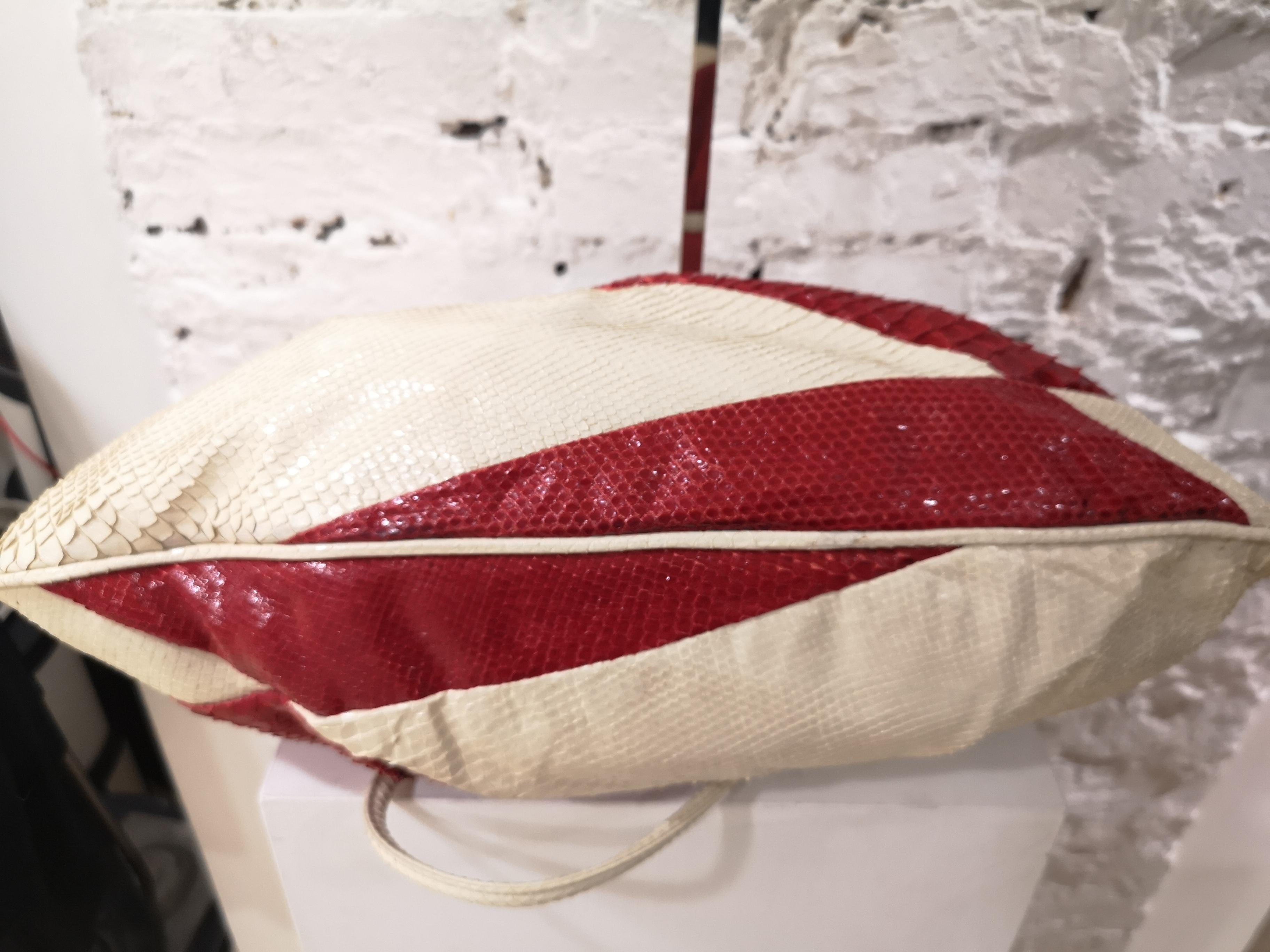 Fendi python skin cream and red shoulder bag 4