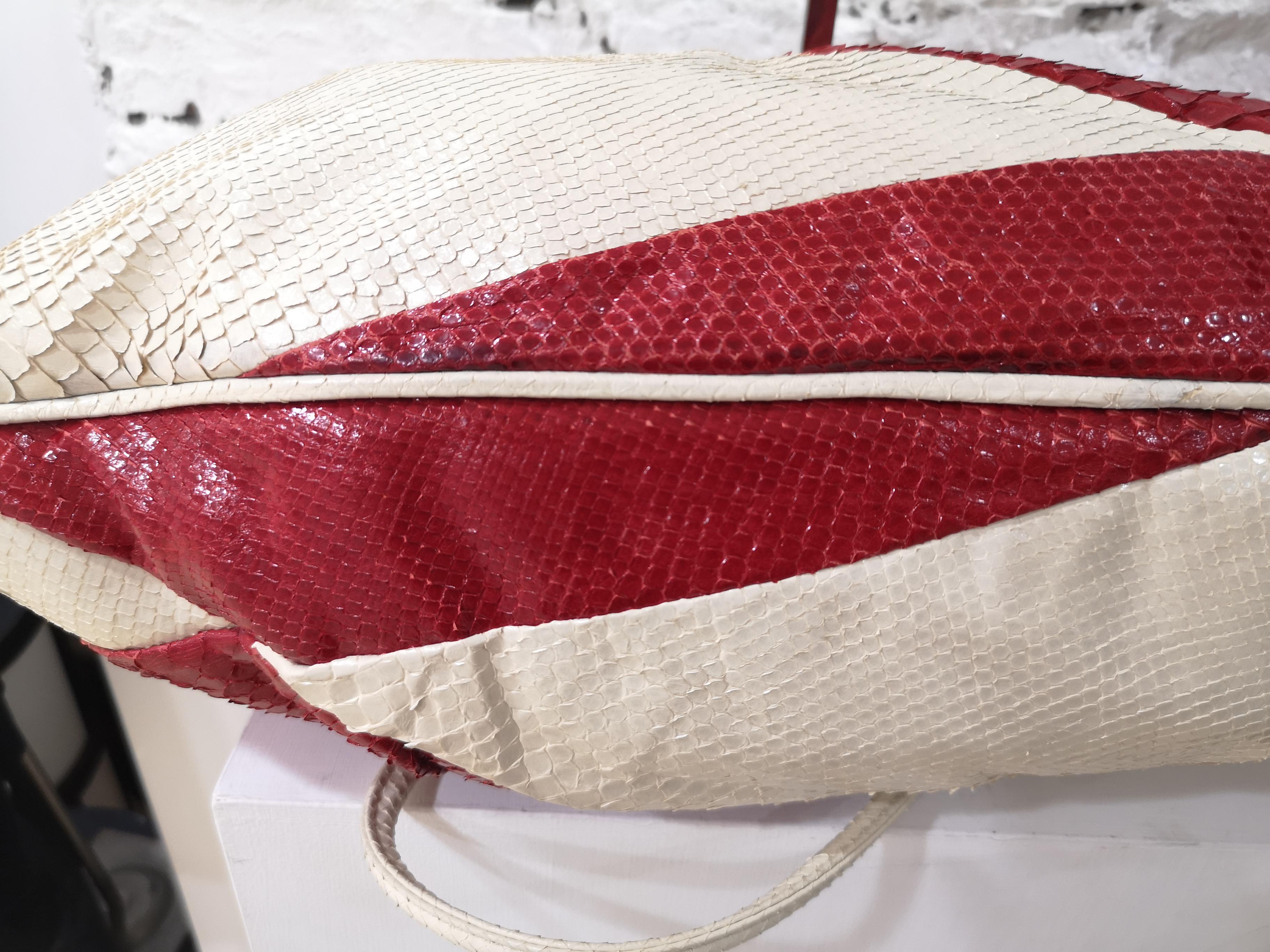 Fendi python skin cream and red shoulder bag 5