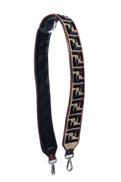 Fendi, raffia and python leather shoulder strap